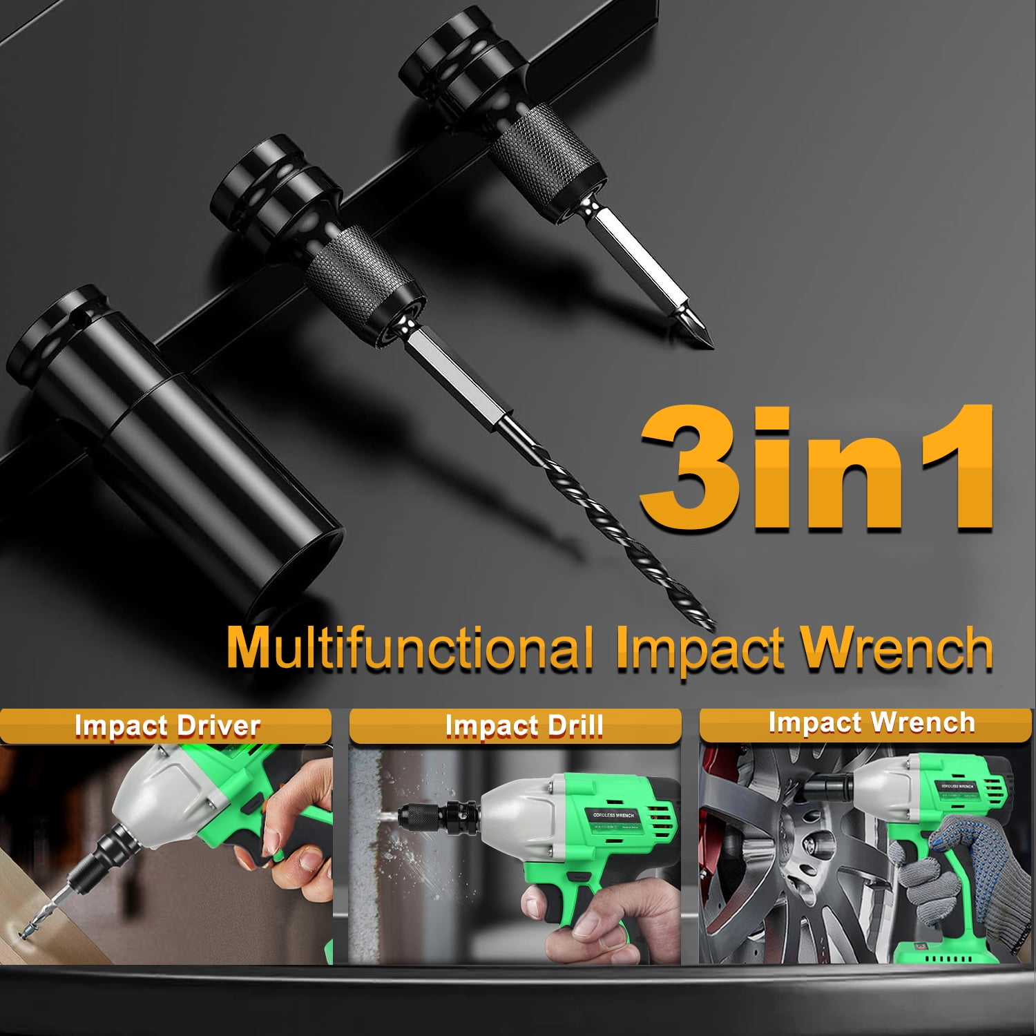 Tegatok Cordless Brushless Impact Wrench Impact Gun 1 2 Inch 430N