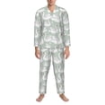 thumbnail image 3 of Gaeub White Birds Print Mens Pajama Set, Long Sleeve Pajamas for men,Lightweight Button Up Sleepwear,Lounge Pjs Set with Pockets-Large, 3 of 7