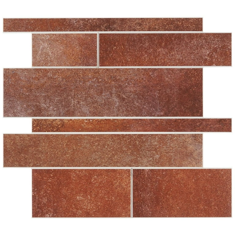 Bond Tile Easy Luxe Railroad Terra 11.81 in. x 11.81 in. SPC Peel and Stick Tile (0.96 Sq. Ft. / Sheet) Bond Tile Easy Luxe Railroad Terra 11.81 in. x 11.81 in. SPC Peel and Stick Tile (0.96 Sq. Ft. / Sheet)