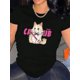 thumbnail image 1 of Cute Cat Graphic Print T-shirt, Casual Round Neck Short Sleeve Top, Women's Clothing, 1 of 6