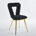 thumbnail image 2 of black and gold Modern chair(set of 4 ) with iron tube legs, soft cushions and comfortable backrest, suitable for dining room, living room, cafe,hairball back, 2 of 5