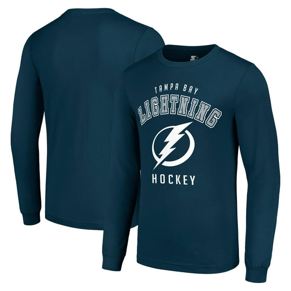 Men's Starter Navy Tampa Bay Lightning Logo Long Sleeve T-Shirt