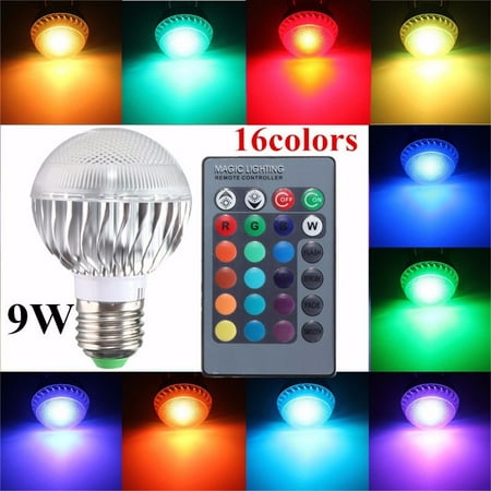 9W E27 16-Color RGB LED Stage Ball Light Bulb Global DJ Lamp KingSo Energy Saving Home Light Color Changing AC110V/220V + 24Key Wireless Infrared Remote