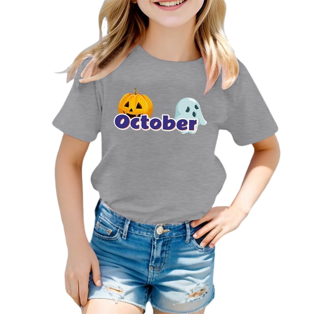 TZEWGL T-Shirts For Child Short Sleeve Crew Neck Monthly Word Prints Blouse For Newborns size 1-2T