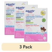 (3 pack) Equate Children's Loratadine Bubble Gum Flavored Chewable Tablets 5 mg, 30 Count