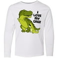 thumbnail image 3 of Inktastic I Love my Dad with Baby and Daddy Tyranasaurus Rex Long Sleeve Youth T-Shirt, 3 of 5