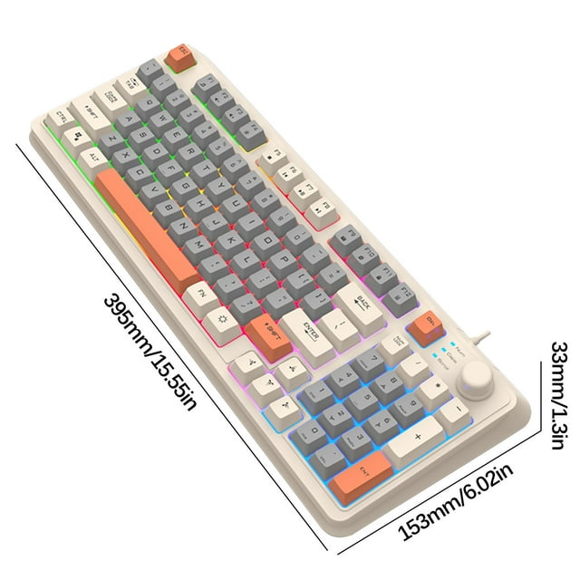 Clavier de Jeu, Clavier de Jeu 104 Touches Filaire Usb Rétroéclairage RVB Coloré Câble de Clavier Jeu Lumière Mixte Vert Clavier Mécanique, Clavier de Jeu Mécanique, Câble Usb vers Usb