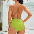 thumbnail image 4 of Efsteb Womens High Waisted Bikini Bottoms Women's Swimsuit V Neck Straps Swimsuits Trendy Tie Waist Backless Bathing Suits Swimwear (Green,L), 4 of 4