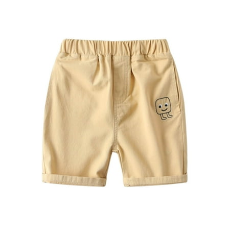 Ticikt Toddler Boy Shorts Summer Casual Pull On Elastic Waist Athletic Soft Fashion Cute Print Shorts with Pockets Color:Khaki Size:6-7 Years