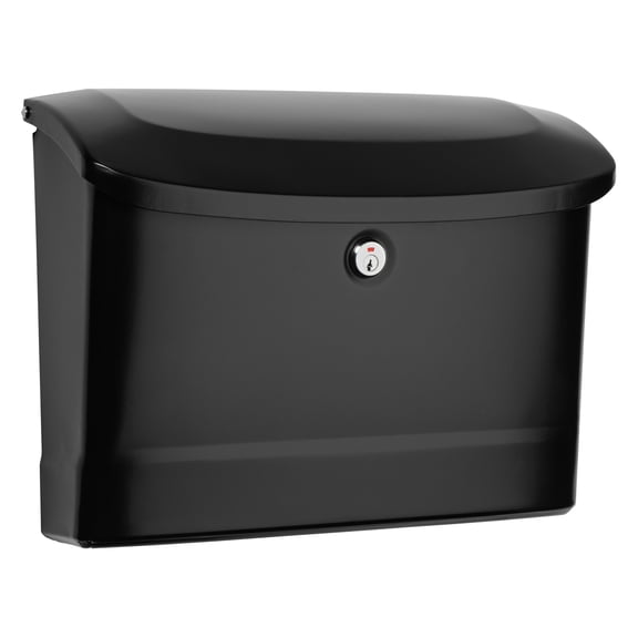 Architectural Mailboxes Princeton™ Locking, Wall-Mounted Mailbox for Outside, Metal Galvanized Steel Medium Mail box with Lock and Key Drop Box, Black