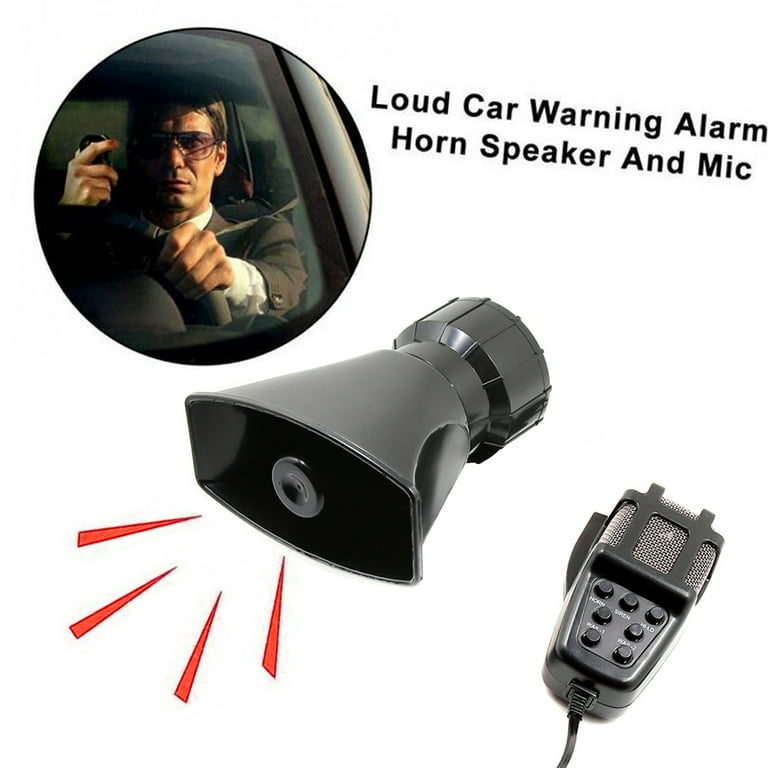 Vistreck Car Megaphone 7 Tone Alarm Horn 110dB Loud Speaker Fire Alarm  Ambulance Blaring Siren 