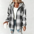 thumbnail image 2 of Zip Up Jacket Sevevn Womens Lightweight Casual Jacket 2025 Plaid Long Sleeve Hooded Jackets Warm Coat, 2 of 5