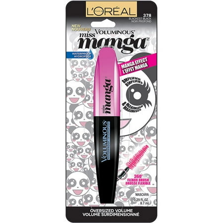 L'oreal Paris Voluminous Miss Manga Mascara, 378 Waterproof Blackest Black, 0.29 Fl Oz
