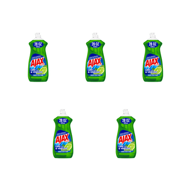 Ajax Lime & Vinegar Liquid Dish Soap (28 fl oz  x  5 ) - 5 Pack bottles