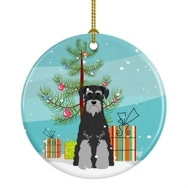 Caroline's Treasures Merry Christmas Tree Standard Schnauzer Black Grey Ceramic Ornament