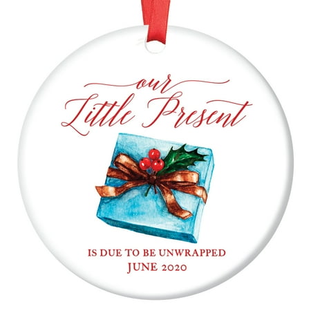 - 2019 Pregnancy Announcement Ornament Expecting Parents Porcelain Ceramic Ornament, 3