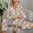 thumbnail image 6 of Hirioo Rainbow Flowers for Women's Pajama Sets 2 Piece Pjs Women's Long-Sleeved Pajama Set Button Down Sleepwear,S-XXL-X-Large, 6 of 7