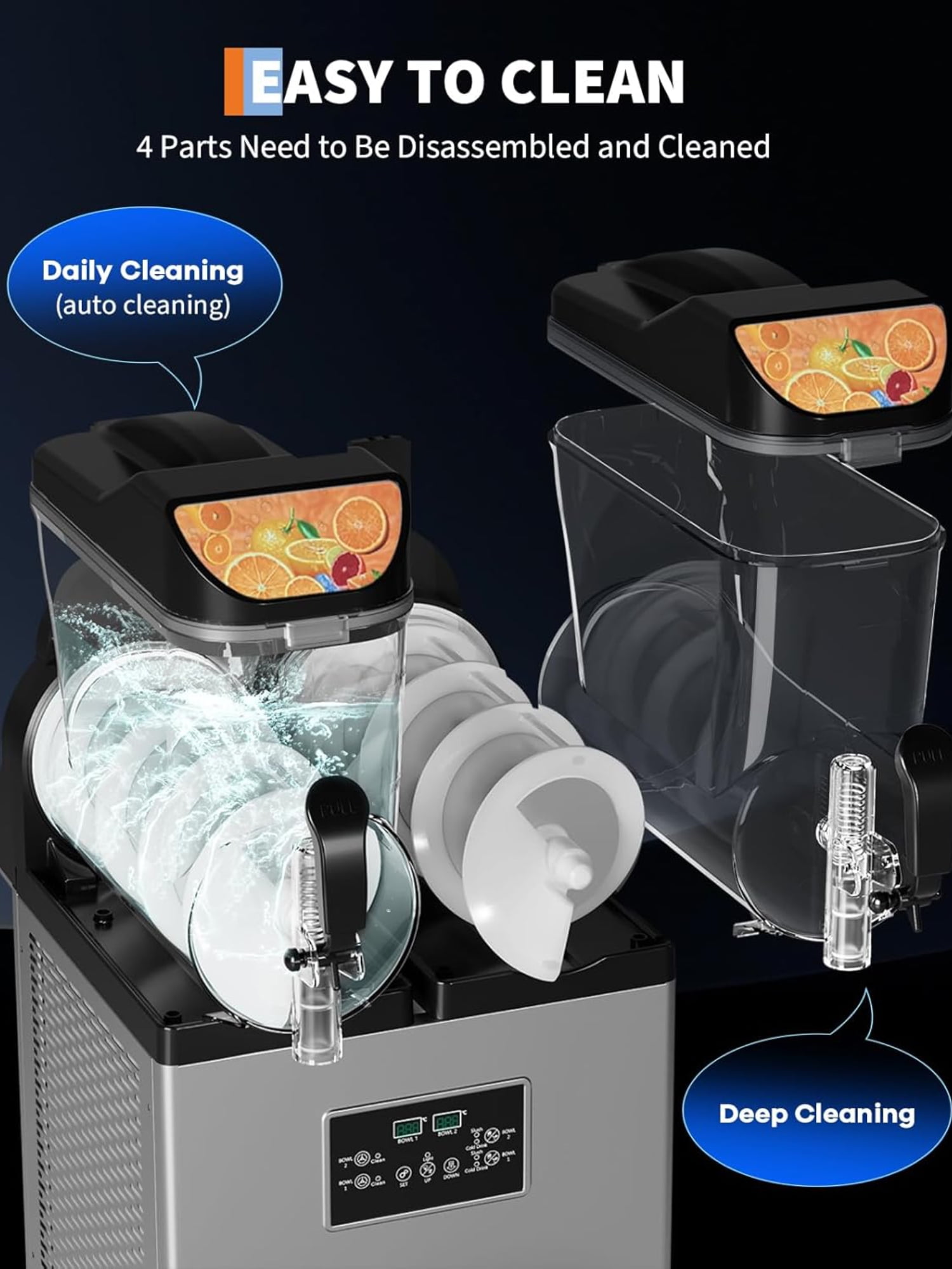 Garvee Commercial Slushy Machine with Self-Cleaning, 8Gal Frozen Drink Machine for Home, Restaurants, 900W, Black & Silver