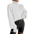 thumbnail image 2 of Women's Mock Neck Long Sleeve Ribbed Knit Basic Pullover Sweater Solid Color Knitted Crop Top, 2 of 3