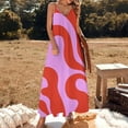 thumbnail image 3 of Abstract Red Pink Swirl Pattern Sleeveless Dress Women's Evening Dress Womans Clothing, 3 of 9