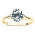 thumbnail image 2 of Star K � Oval 8x6 Genuine Aquamarine Split Shank Three Stone Engagement Promise Ring, 2 of 9