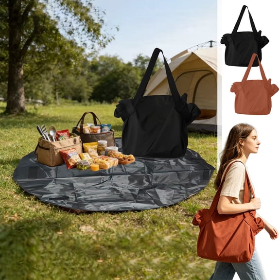 Expandable Tote Bag for Outdoor, Large Capacity Drawstring Shoulder Bag with Wide Opening, Multi-Purpose Waterproof Storage Organizer for Beach Picnic Camping