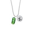 thumbnail image 2 of Delight Jewelry Fimo Clay Three Peas in a Pod Silvertone Script Initial Disc - L - Charm Necklace, 20"+3", 2 of 4