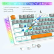 Mechanical Gaming Keyboard, E-YOOSO Wired 75% Mechanical Keyboard with Blue Switches, 87 Keys Gaming Keyboard with Solid Color Backlit & RGB LED Sidelight for Windows Mac PC Gaming