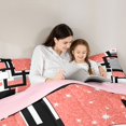 thumbnail image 4 of Homewish Geometric Checkered Full Size Comforter Sets, Orange White Black Bedding Comforter Set, Pink Reversible, 3 Pieces 1 Comforter and 2 Pillowcases, 4 of 6