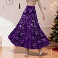 thumbnail image 2 of Elegant Winter Floral Velvet Maxi Skirt, Flared Hem, Soft Textured Fabric, Women's High Waist, Vintage A-Line, Party Skirt, 2 of 6