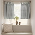 thumbnail image 3 of Cortinas de cocina Jinchan con lazo en la parte superior de lino, 36 cm de longitud, color azul, 2 paneles, 3 of 9