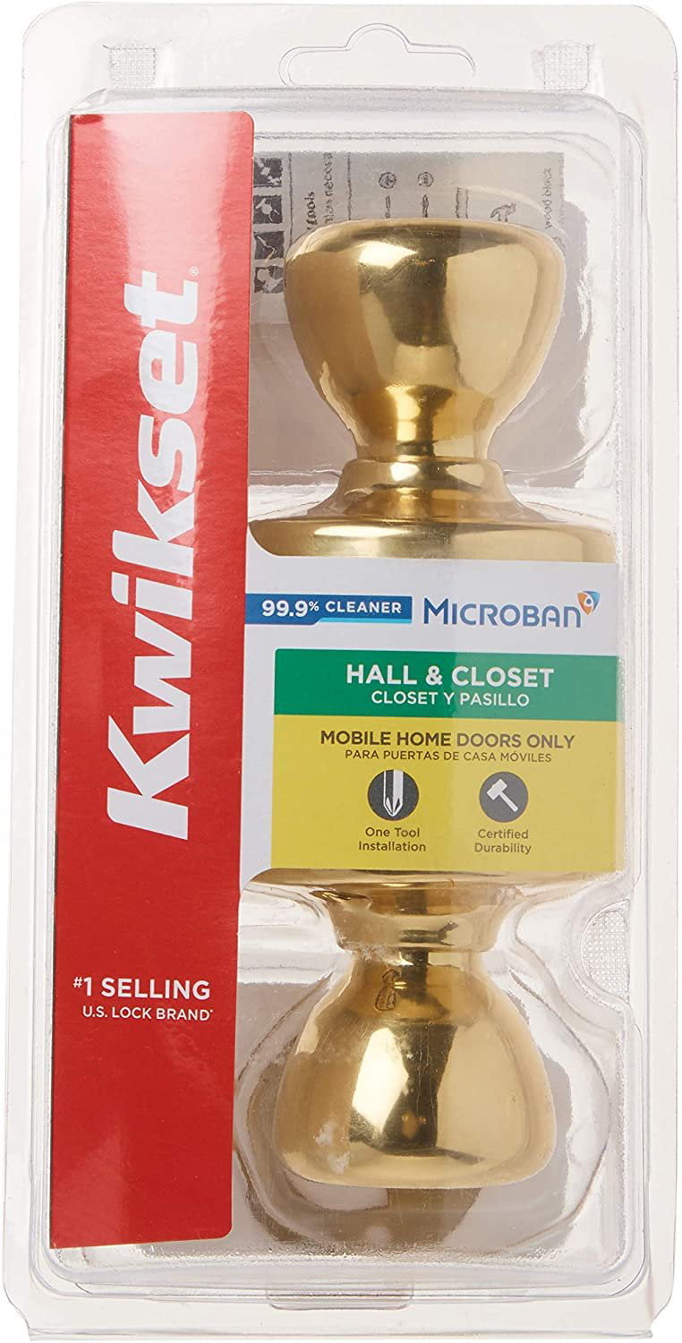Kwikset 92001-519 Mobile Home Hall  Closet Door Knob in Polished Brass -  Walmart.com