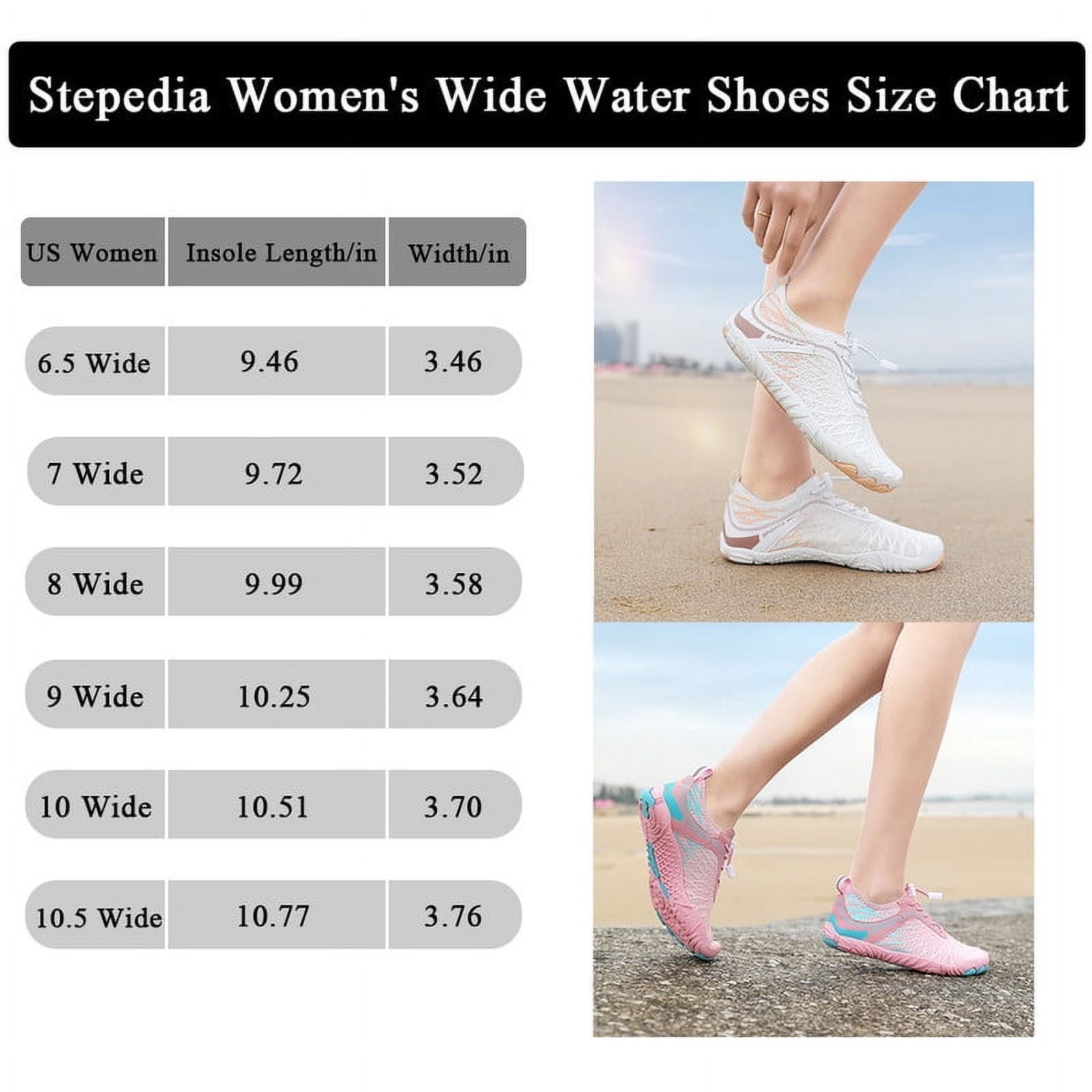 Stepedia Women's Wide Toe Box Barefoot Water Shoes Quick Dry Athletic Hiking Shoes, White 8 Wide