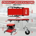 thumbnail image 6 of 40 inch Foldable Creeper Seat, 2 in 1 Rolling Folding Car Creeper/Stool, 6 Pcs 2" Casters, 330 Lbs Weight Capacity,Wheels for Garage,Shop,Auto Repair,Lay Down or Sit(Red), 6 of 6