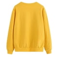thumbnail image 4 of Jersey de mujer con estampado de patrones navideños, cuello redondo, manga larga, Top informal para uso diario, tela amarilla, letras negras L, 4 of 6
