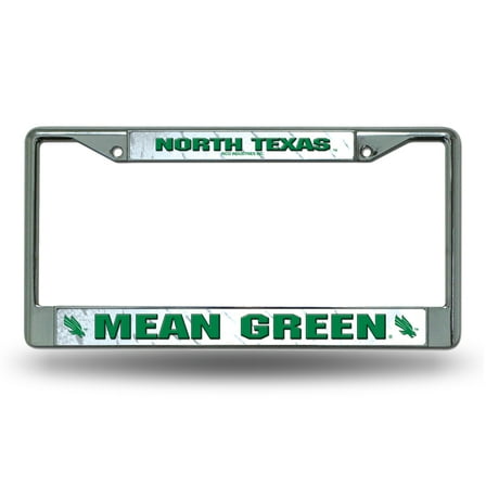 Rico Industries NCAA North Texas Mean Green 12" x 6" Chrome Frame With Decal Inserts - Car/Truck/SUV Automobile Accessory