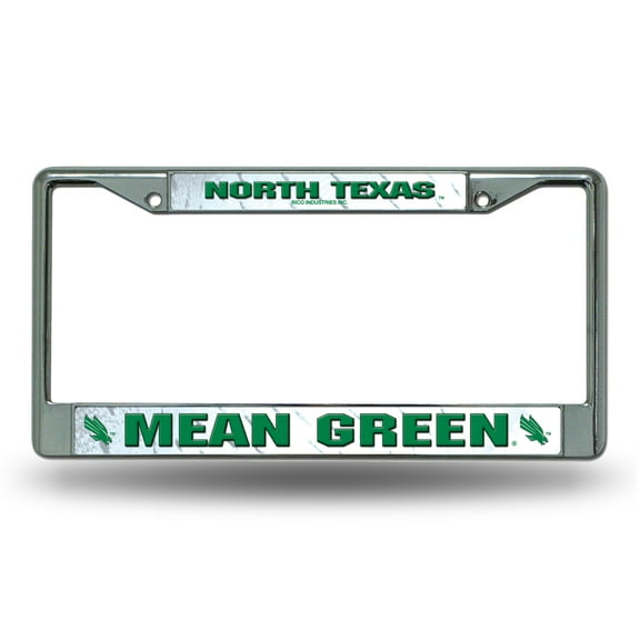 Rico Industries NCAA North Texas Mean Green 12" x 6" Chrome Frame With Decal Inserts - Car/Truck/SUV Automobile Accessory