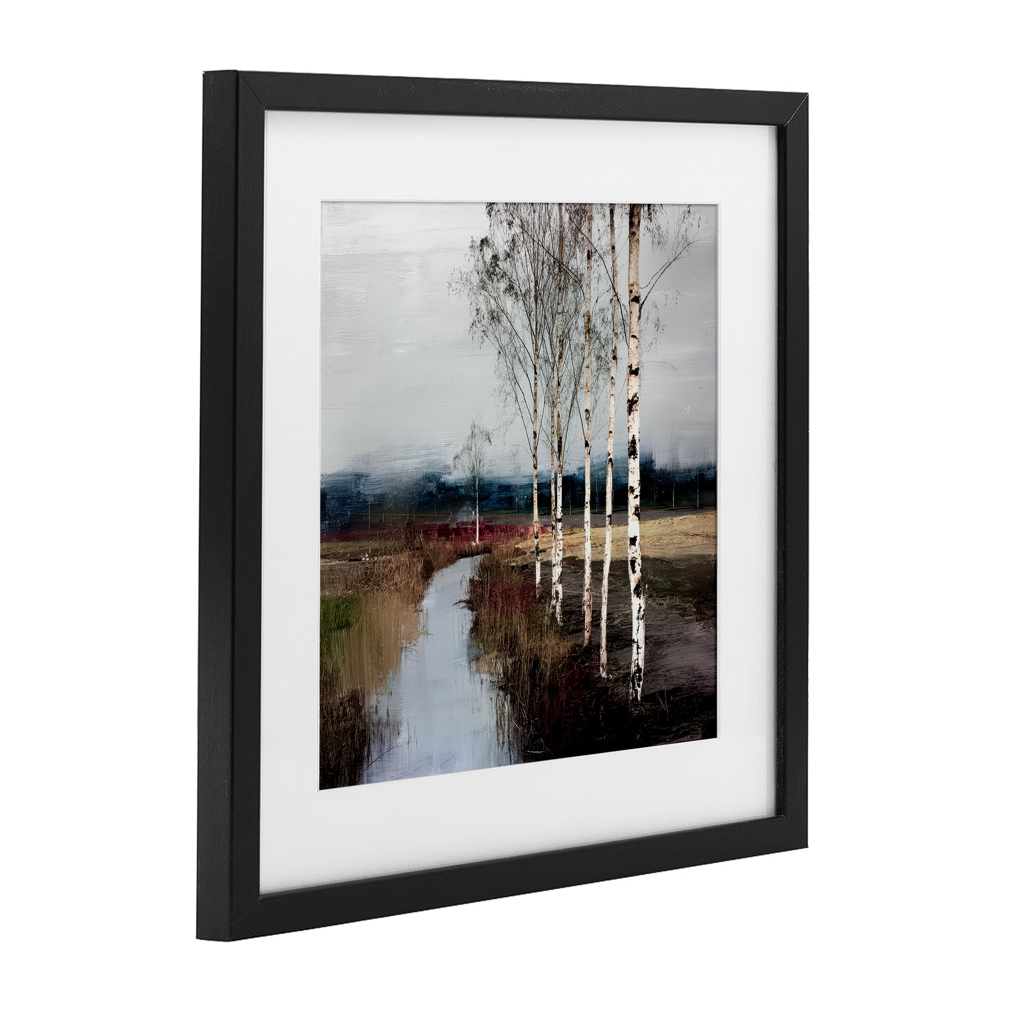 Stupell Industries Birch Creek River Black Framed Print Under Glass, design by Kim Curinga