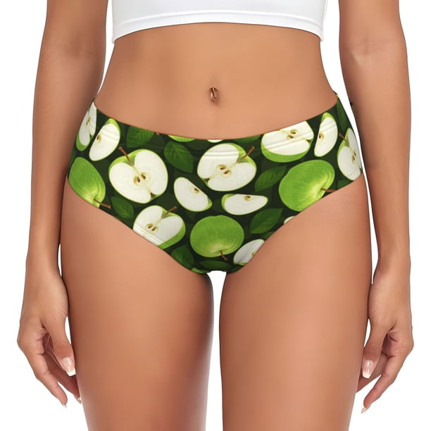 Fotbe Green Fruit Calzones Estampados para Mujer – Ropa Interior de Algodón, Cómoda, Suave y Elástica-Medium