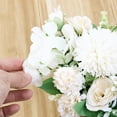 thumbnail image 3 of Artificial Flowers with Vase, Fake Hydrangea Rose Flower Arrangements, Artificial Plants Fake Flowers for Home Decoration, Wedding Table, Window, Living Room, Bedroom, Office - White, 3 of 5