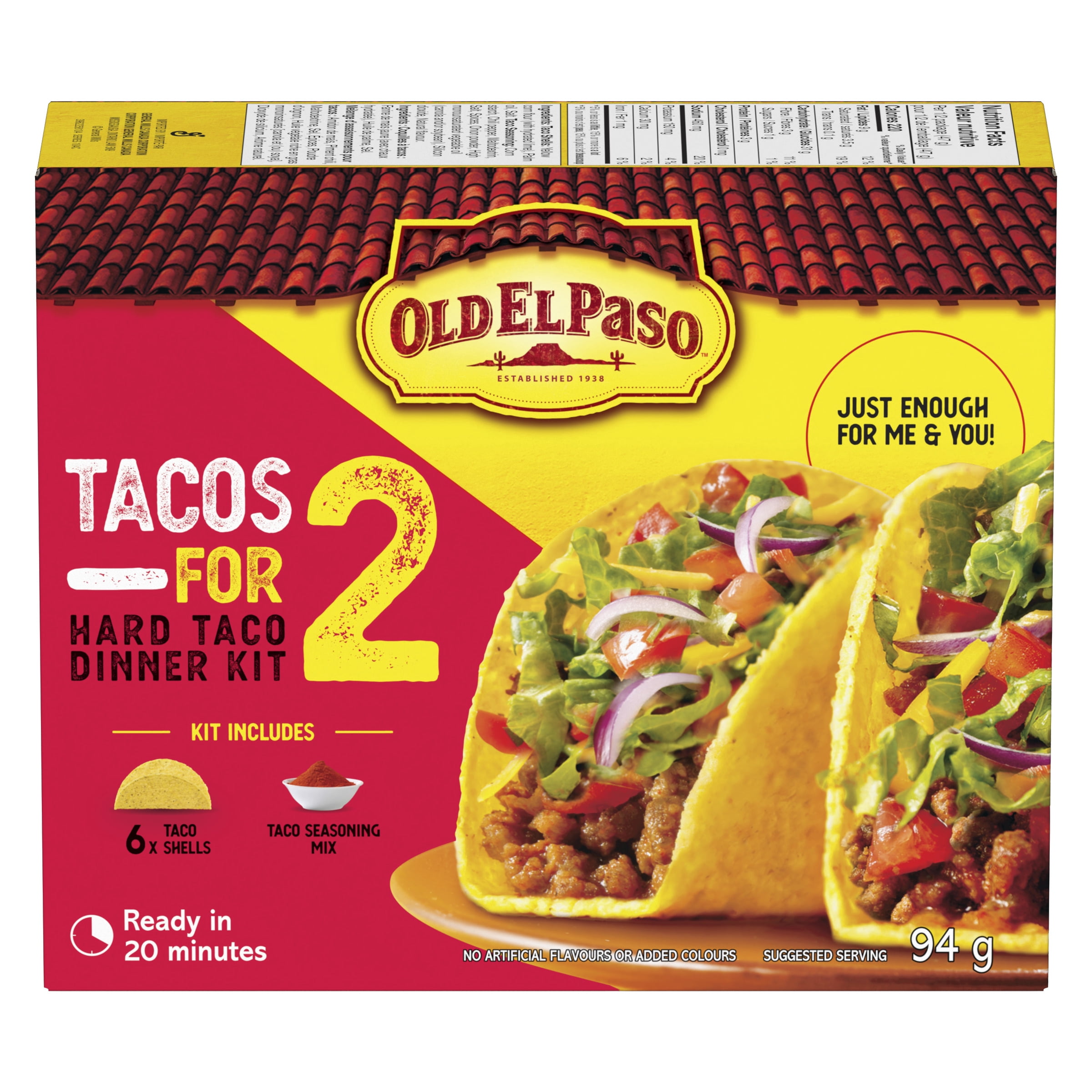 Old El Paso Tacos for 2 Hard Taco Dinner Kit, 94 g, 6 ct shell, 94 g