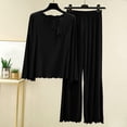 thumbnail image 2 of yillto Women Lounge Sets 2 Piece Long Sleeve Shirts Tops and Loose Pants Lightweight Summer Sleepwear Set, 2 of 6