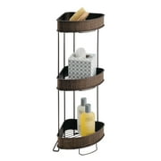 InterDesign Twillo Metal Wire Corner Standing Shower Caddy 3-Tier Bath Shelf Baskets for Towels, Soap, Shampoo, Lotion, Accessories Bronze