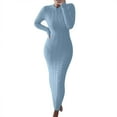 thumbnail image 2 of Baqcunre Autumn And Winter Sweater Fashion Long Sleeved Woolen Dress Maxi Dress Women'S Cocktail Dresses Party Dress For Women,Women Clothing Womens Dresses,Color BU2,Size S, 2 of 3