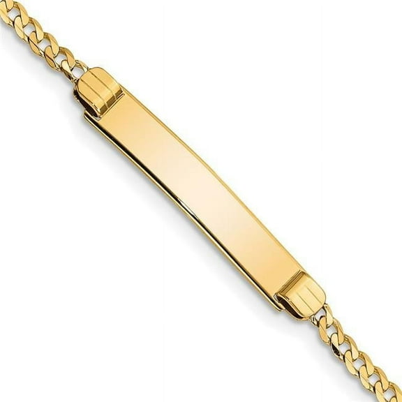Primal Gold 10 Karat Yellow Gold Flat Curb Link ID Bracelet