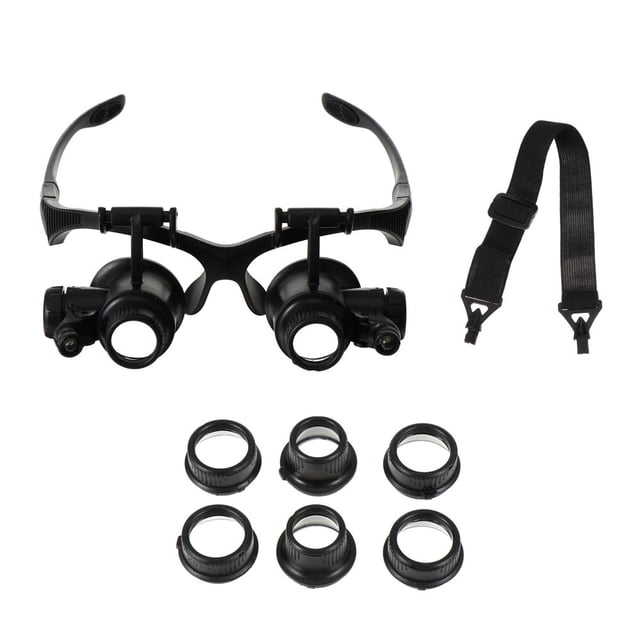 Dosaele Magnifier Glasses- Magnifying Glass with LED Light Hands Free nterchangeable Lens Headband for Miniature Engraving