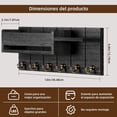 thumbnail image 3 of Portallaves de Pared Moderno con 6 Ganchos, Organizador de Correo y Perchero | Para Periódicos, Llaves, Paraguas, Gafas y Más (Negro), 3 of 4