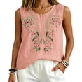 thumbnail image 2 of Women's Linen Sleeveless Tank Tops 2026 Summer Casual Boho Embroidered Loose Lightweight Blouses by Yigetop Pink L, 2 of 7