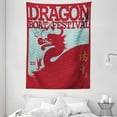 thumbnail image 1 of Chinese Tapestry, Far Eastern Style Inspired Graphic Image with a Fierce Dragon on Squama, Wall Hanging for Bedroom Living Room Dorm Decor, 60W X 80L Inches, Ruby Pale Blue Fawn, by Ambesonne, 1 of 2