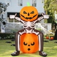 thumbnail image 4 of COMIN Halloween Inflatable 5 FT Skull Skeleton Pumpkin Head with Built-in LEDs Blow Up Yard Decoration for Holiday Party Indoor, Outdoor, Yard, Garden, Lawn, 4 of 7